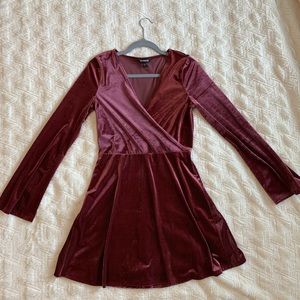 Express velvet fit and flare dress